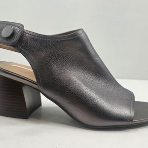VIONIC VALENCIA Metallic Charcoal Slingback Block Heel Women's Sandal 11M NEW